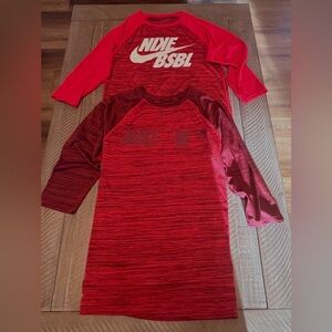 Nike Set of 2, 3/4 Sleeve Adult Small Baseball Tee NWOT